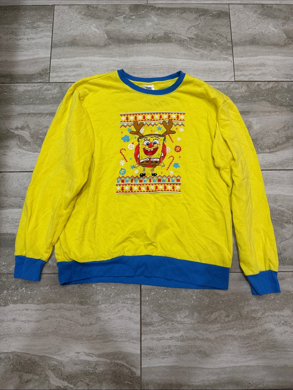 SpongeBob Squarepants Yellow Crewneck with Blue Trim